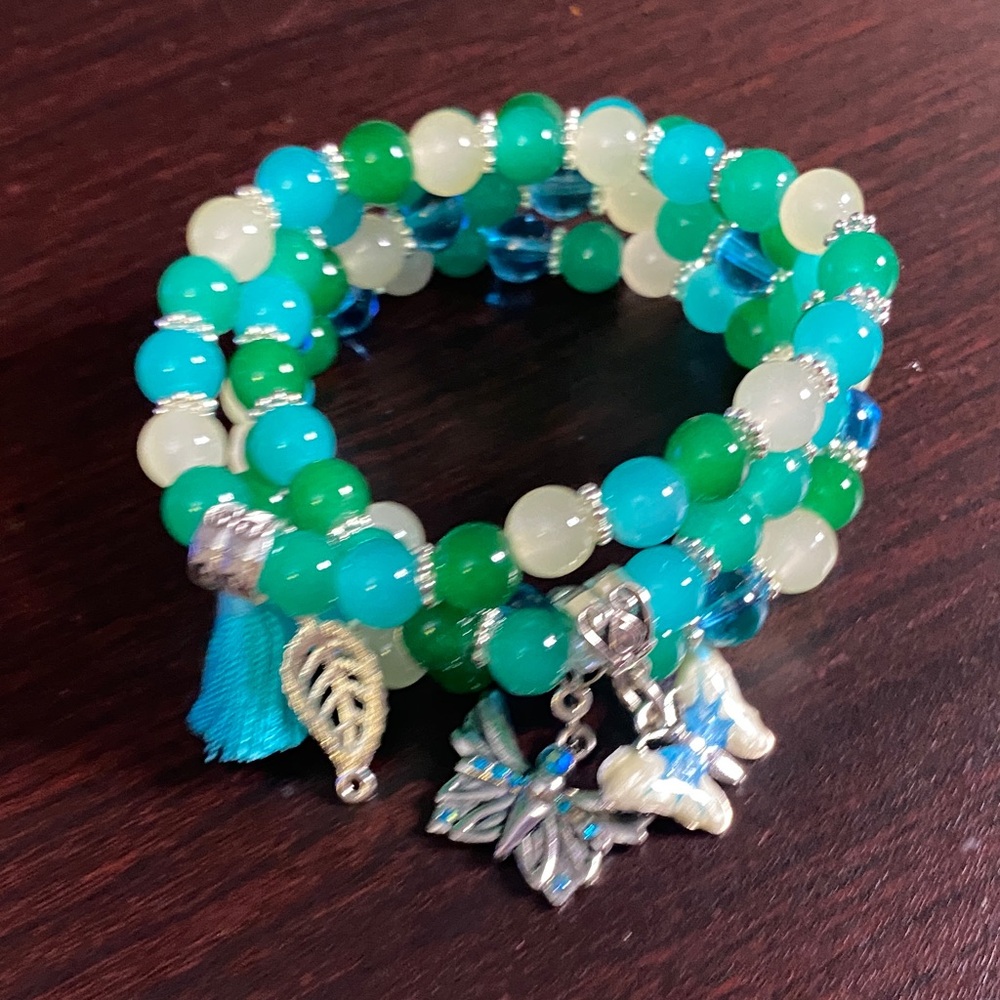 Elegant Beaded Bracelet set with Charms